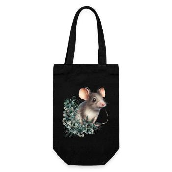 niedliche Maus - Geschenkbeutel für Flaschen - Schwarz - Vorne