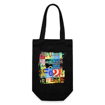 Newspaper Clips Scrapbook Magazines Alphabet Code - Gift Bag for Bottles - black - Front
