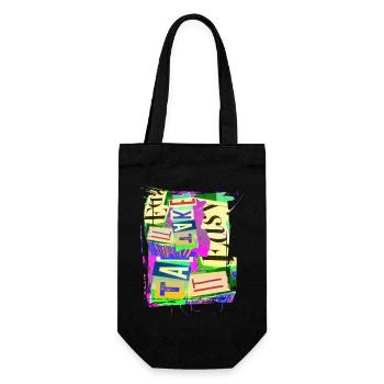 Newspaper Clips Scrapbook Magazines Alphabet Code - Gift Bag for Bottles - black - Front
