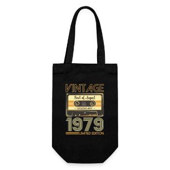 44th Birthday Man August Vintage 1979 Cassette - Gift Bag for Bottles - black - Front