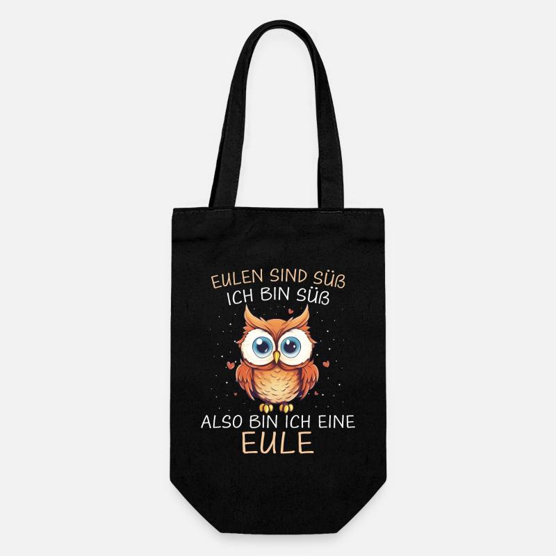 Nachteule Eule Eulen Vogel - Geschenkbeutel für Flaschen - Schwarz