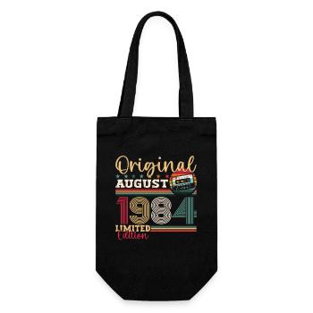 39th Birthday Man August Vintage 1984 Cassette - Gift Bag for Bottles - black - Front