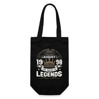 25th Birthday Man August Vintage 1998 Legendary - Gift Bag for Bottles - black - Front