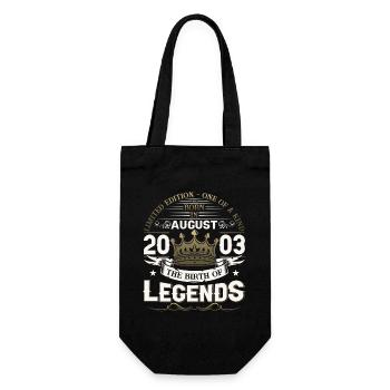 20. Geburtstag Mann August Jahrgang 2003 Legendary - Geschenkbeutel für Flaschen - Schwarz - Vorne