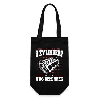 V8 Motor 8 Zylinder Hubraum Auto Tuning Tuner - Geschenkbeutel für Flaschen - Schwarz - Vorne
