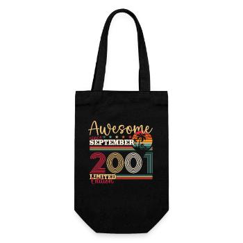 22. Geburtstag September Jahrgang 2001 Awesome - Geschenkbeutel für Flaschen - Schwarz - Vorne