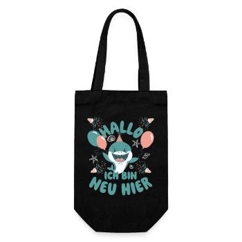 Hallo - Ich bin neu hier - Geburt - erster Tag - Geschenkbeutel für Flaschen - Schwarz - Vorne
