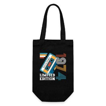 49th Birthday October Vintage 1974 Cassette - Gift Bag for Bottles - black - Front