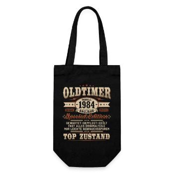 Oldtimer Baujahr 1984 Jahrgang Geburtstag Geschenk - Geschenkbeutel für Flaschen - Schwarz - Vorne