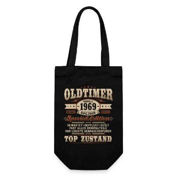 Oldtimer Baujahr 1969 Jahrgang Geburtstag Geschenk - Geschenkbeutel für Flaschen - Schwarz - Vorne