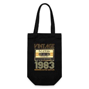 40. Geburtstag Kassette Oktober Jahrgang 1983 Tape - Geschenkbeutel für Flaschen - Schwarz - Vorne