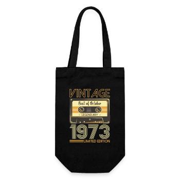 50th Birthday Cassette October Vintage 1973 Tape - Gift Bag for Bottles - black - Front