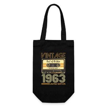 60th Birthday Cassette October Vintage 1963 Tape - Gift Bag for Bottles - black - Front