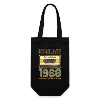 55. Geburtstag Kassette Oktober Jahrgang 1968 Tape - Geschenkbeutel für Flaschen - Schwarz - Vorne
