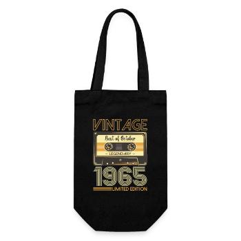 58th Birthday Cassette October Vintage 1965 Tape - Gift Bag for Bottles - black - Front