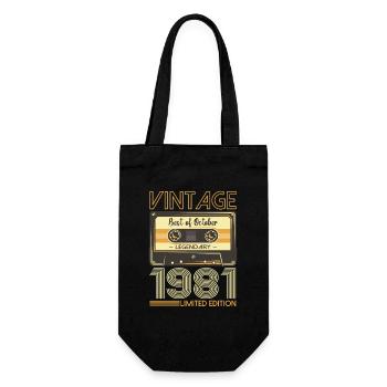 42nd Birthday Cassette October Vintage 1981 Tape - Gift Bag for Bottles - black - Front