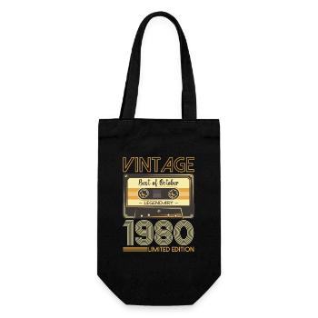 43. Geburtstag Kassette Oktober Jahrgang 1980 Tape - Geschenkbeutel für Flaschen - Schwarz - Vorne