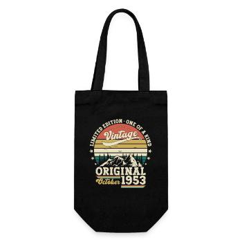 October Jahrgang 1953 70. Geburtstag Geschenk Mann - Geschenkbeutel für Flaschen - Schwarz - Vorne