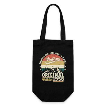 October Vintage 1958 65th Birthday Gift Man - Gift Bag for Bottles - black - Front