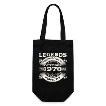 October Vintage 1978 45th Birthday Gift - Gift Bag for Bottles - black - Front