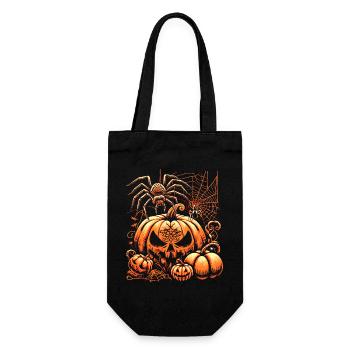 Halloween-Spinne mit Kürbissen - Geschenkbeutel für Flaschen - Schwarz - Vorne