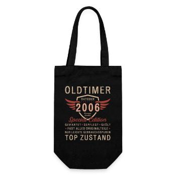 17. Geburtstag Oldtimer Oktober Jahrgang 2006 - Geschenkbeutel für Flaschen - Schwarz - Vorne