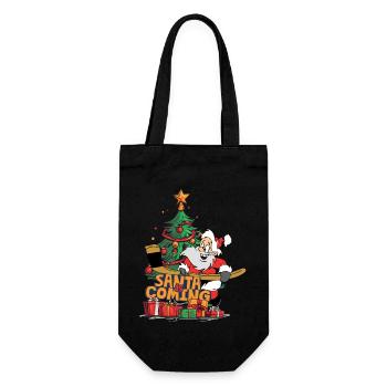 Weihnachten Santa Claus Nikolaus Hockey Eishockey - Geschenkbeutel für Flaschen - Schwarz - Vorne