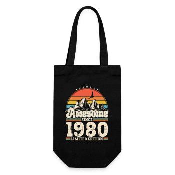 43. Geburtstag Mann Jahrgang 1980 Vintage Retro - Geschenkbeutel für Flaschen - Schwarz - Vorne