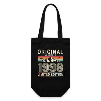 25. Geburtstag Original November Jahrgang 1998 - Geschenkbeutel für Flaschen - Schwarz - Vorne