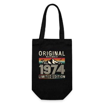 49. Geburtstag Original November Jahrgang 1974 - Geschenkbeutel für Flaschen - Schwarz - Vorne