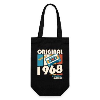55th Birthday Cassette November Vintage 1968 - Gift Bag for Bottles - black - Front