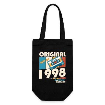 25th Birthday November Vintage 1998 Cassette - Gift Bag for Bottles - black - Front