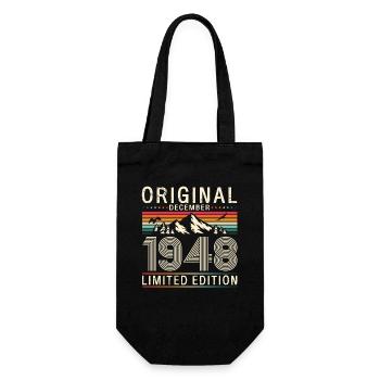 75th Birthday Original December Born 1948 - Gift Bag for Bottles - black - Front