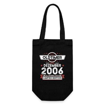 17. Geburtstag Oldtimer Dezember Jahrgang 2006 - Geschenkbeutel für Flaschen - Schwarz - Vorne
