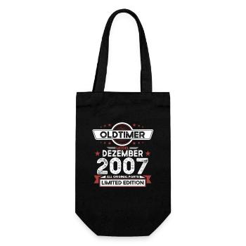 16. Geburtstag Oldtimer Dezember Jahrgang 2007 - Geschenkbeutel für Flaschen - Schwarz - Vorne