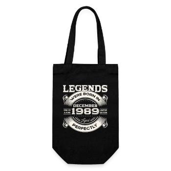 34th Birthday Original December Vintage 1989 - Gift Bag for Bottles - black - Front