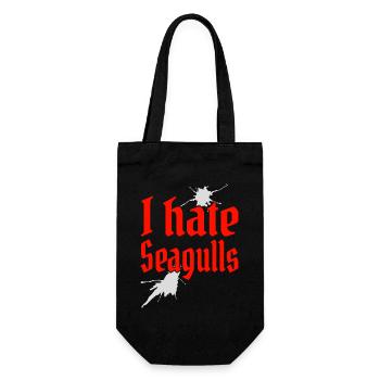 I hate Seagulls Ich hasse Möwen Segler Kapitän - Geschenkbeutel für Flaschen - Schwarz - Vorne