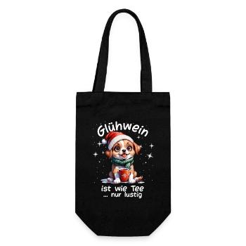 Weihnachtsmarkt witzige Glühwein trinken Sprüche - Geschenkbeutel für Flaschen - Schwarz - Vorne