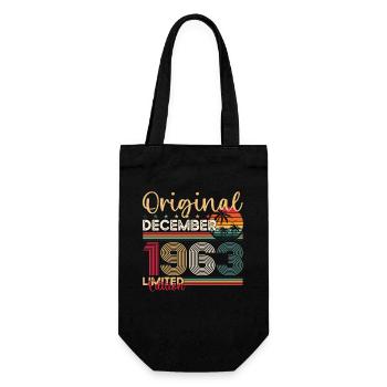 60th Birthday Original December Born 1963 - Gift Bag for Bottles - black - Front