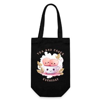 Tea and Cakes T-Shirt Süßer Kuchen Kawaii - Geschenkbeutel für Flaschen - Schwarz - Vorne