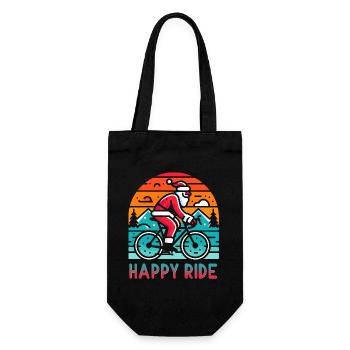 Festive Santa Cycling Illustration - Gift Bag for Bottles - black - Front