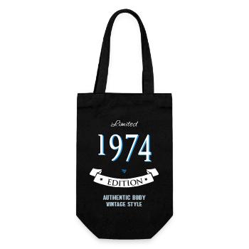 1974 Birthday Anniversary Round Anniversary Year Sin - Gift Bag for Bottles - black - Front
