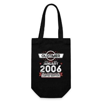 18. Geburtstag Oldtimer Januar Jahrgang 2006 - Geschenkbeutel für Flaschen - Schwarz - Vorne