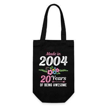 20. Geburtstag Jahrgang 2004 Blumen 20 Jahre - Geschenkbeutel für Flaschen - Schwarz - Vorne