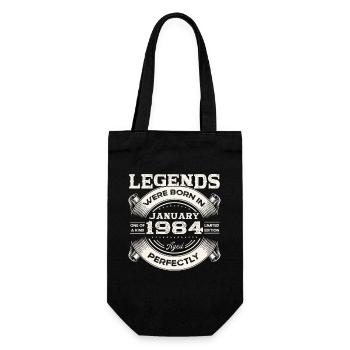 40th birthday Legendary since January Born in 1984 - Gift Bag for Bottles - black - Front