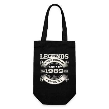 35th birthday Legendary since January Born in 1989 - Gift Bag for Bottles - black - Front