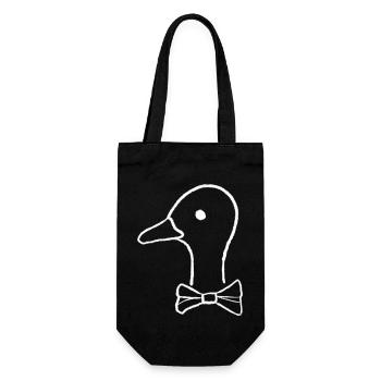 Duck with bow tie - Gift Bag for Bottles - black - Front