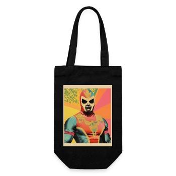 Mexikanisches Wrestling Kunst Vintage Papier Handwerk - Geschenkbeutel für Flaschen - Schwarz - Vorne