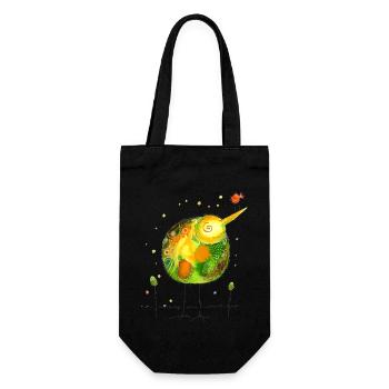 Gute Laune Kiwi - Geschenkbeutel für Flaschen - Schwarz - Vorne