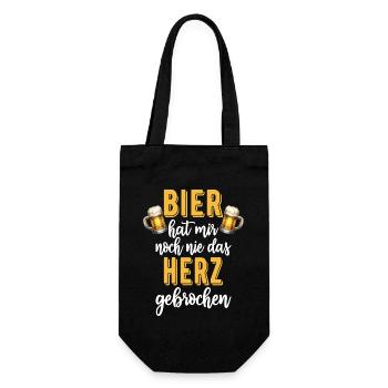 Bier hat mir noch nie das Herz gebrochen - Geschenkbeutel für Flaschen - Schwarz - Vorne